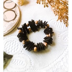 Ethnic Wooden Bracelet - Dark Brown Beads